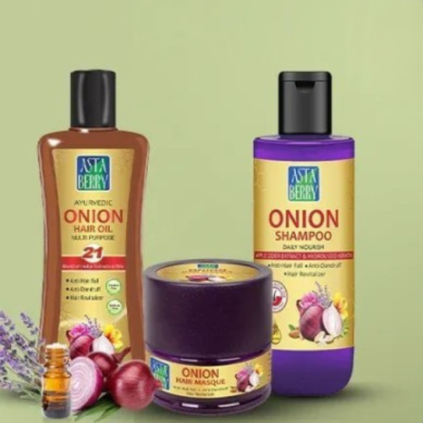 Asta Berry Onion combo (Hair Oil, Shampoo & Hair Masque)